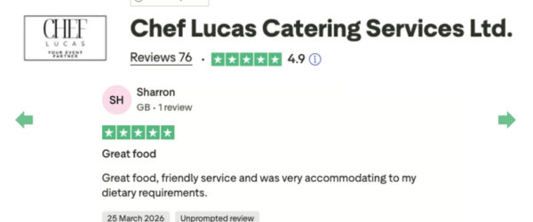 Chef Lucas Catering Services Trust Pilot Reviews 5