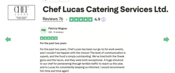 Chef Lucas Catering Services Trust Pilot Reviews 9
